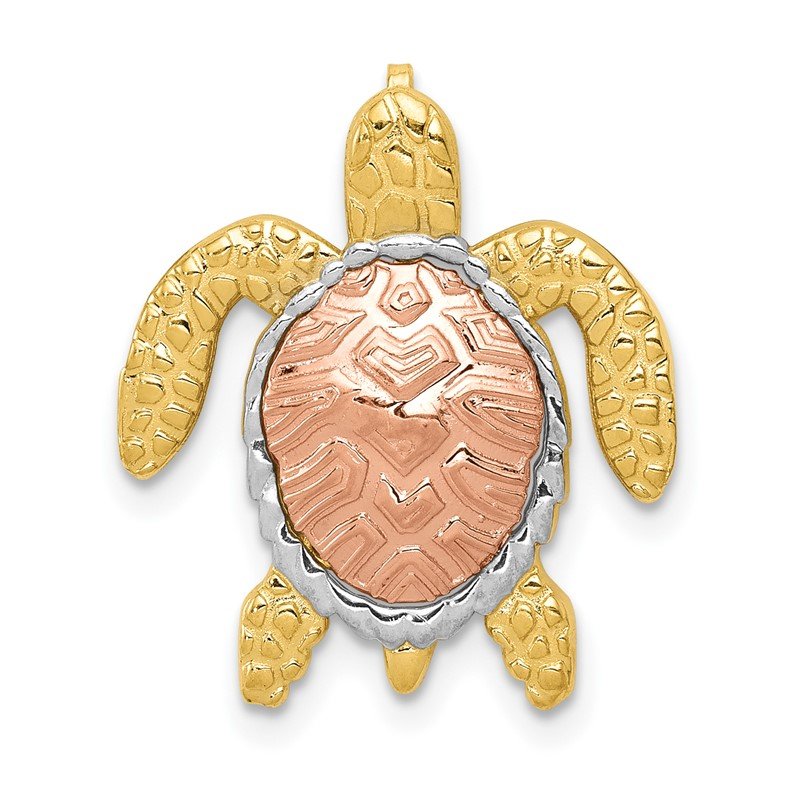 Details about  / Real 14kt Two-Tone w// White Rhodium Turtle Pendant Slide