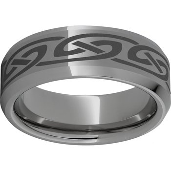 Rugged Tungsten™ 8mm Beveled Edge Band with Knot Laser Engraving
