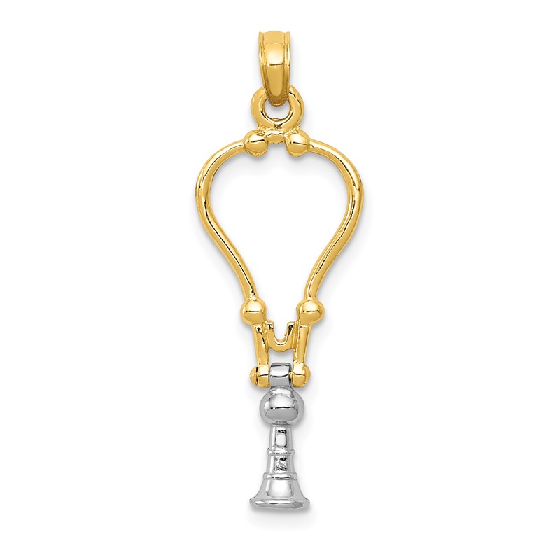 New 14k Yellow Gold 3D Stethoscope Pendant