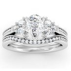 Channel & Prong Set Diamond Engagement Ring with Matching Band