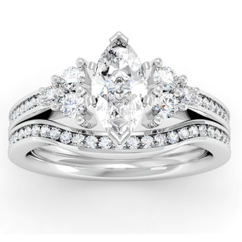 Channel & Prong Set Diamond Engagement Ring with Matching Band
