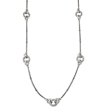 VHN 1504 Round Sterling Traversa And Shiny Link Box Chain Necklace VHN 1504
