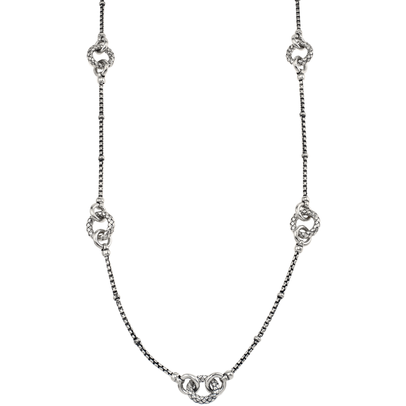 Alisa VHN 1504 Round Sterling Traversa And Shiny Link Box Chain Necklace VHN 1504