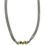 Alisa VHN 1588 Multi Strand Sterling Box Necklace with Shiny Yellow Gold Wrap