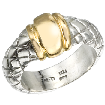 VHR 433 Sterling Traversa Dome Ring With Shiny Yellow Gold Center VHR 433