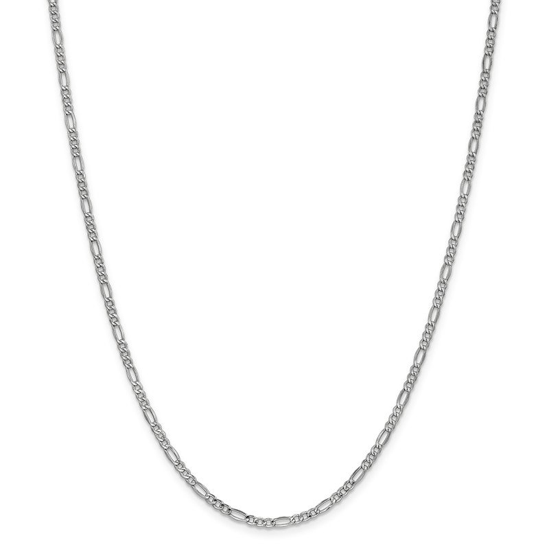 for Women 7 14k White Gold 2.5mm Figaro Chain Necklace 