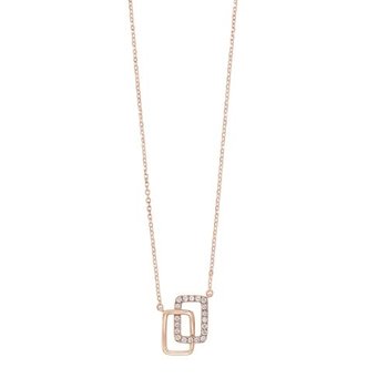 Diamond Double Eternity Rectangle Pendant Necklace in 14k Yellow Gold (0.08ctw)