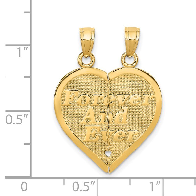 14k Yellow Gold FOREVER AND EVER Breakable Heart Charm 