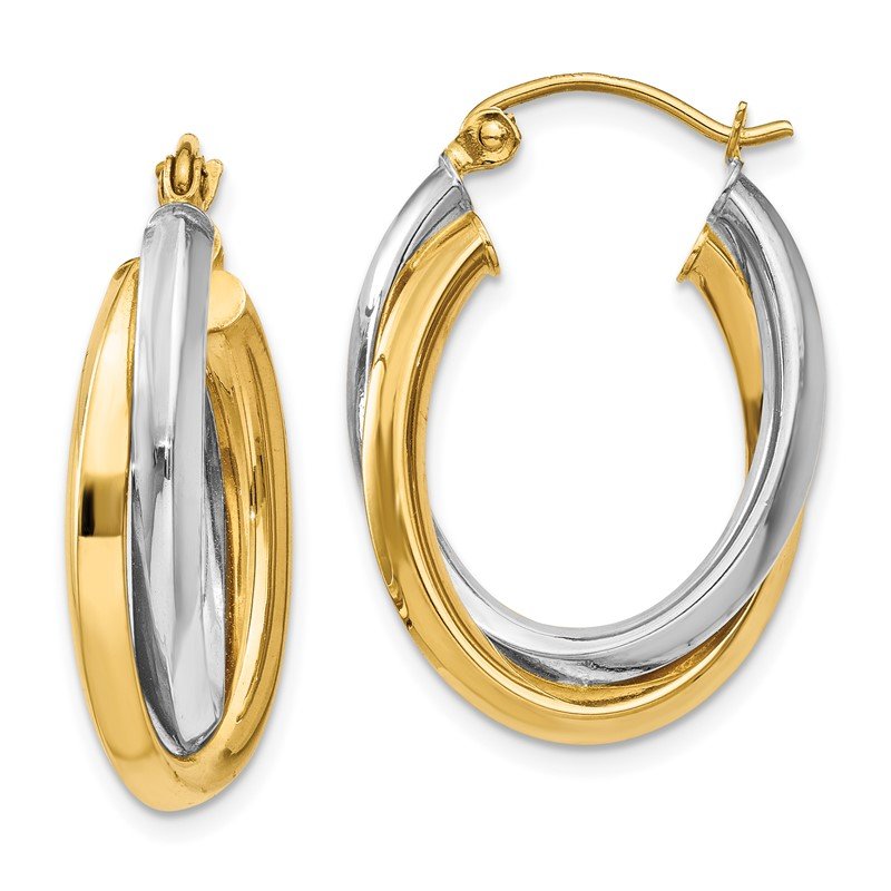 14K Yellow Gold Polished Triple Oval Hoop Earrings 