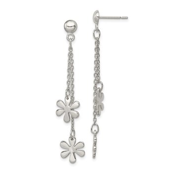 Sterling Silver Flower Dangle Post Earring