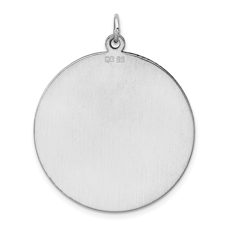Rhodium-Plated Sterling Silver Engravable Oval Polished Front/Satin Back Disc Charm 