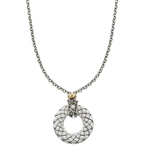 Alisa VHN 921 Sterling Flat Traversa Circle with Yellow Gold Rondelle at Top Necklace VHN 921