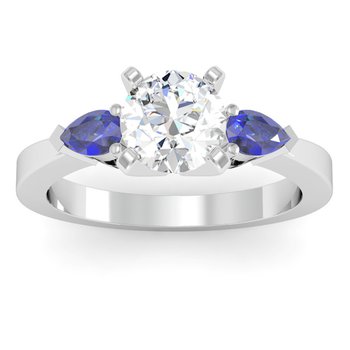 Classic Pear Shaped Blue Sapphire Engagement Ring