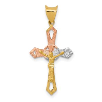 14K w/Rhodium Crucifix Cross Pendant