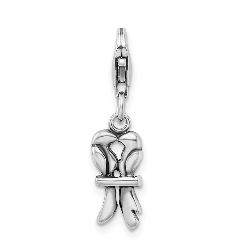 Sterling Silver Antiqued Lobster Charm Pendant 