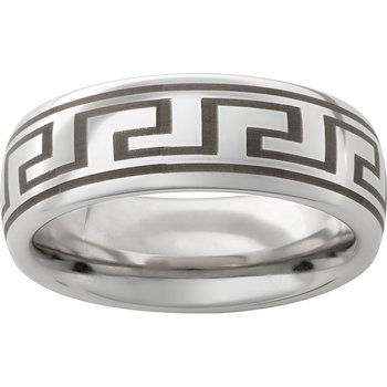 Serinium® Domed Band with Greek Laser Engraving