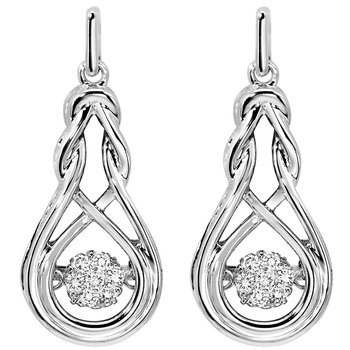 Sterling Silver Rhythm of Love Prong Diamond Earrings 1/7CT
