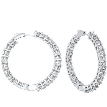 In-Out Prong Set Diamond Hoop Earrings in 14K White Gold (10 ct. tw.) I2/I3 - H/K