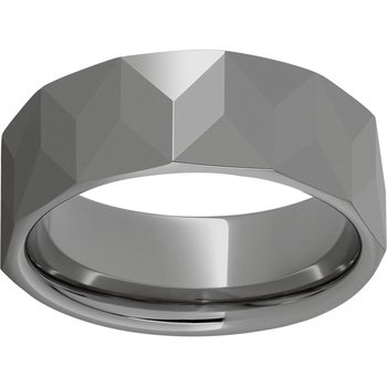 Rugged Tungsten™ 8mm Band with Angled Facets and Polished Finish