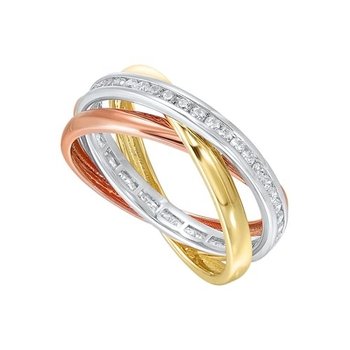 Diamond Triple Entwined Band in 14k Tri-Color Gold (1/2ctw)