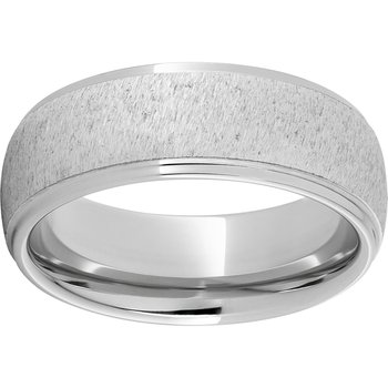 Serinium® Domed Band with Grooved Edges and Grain Finish