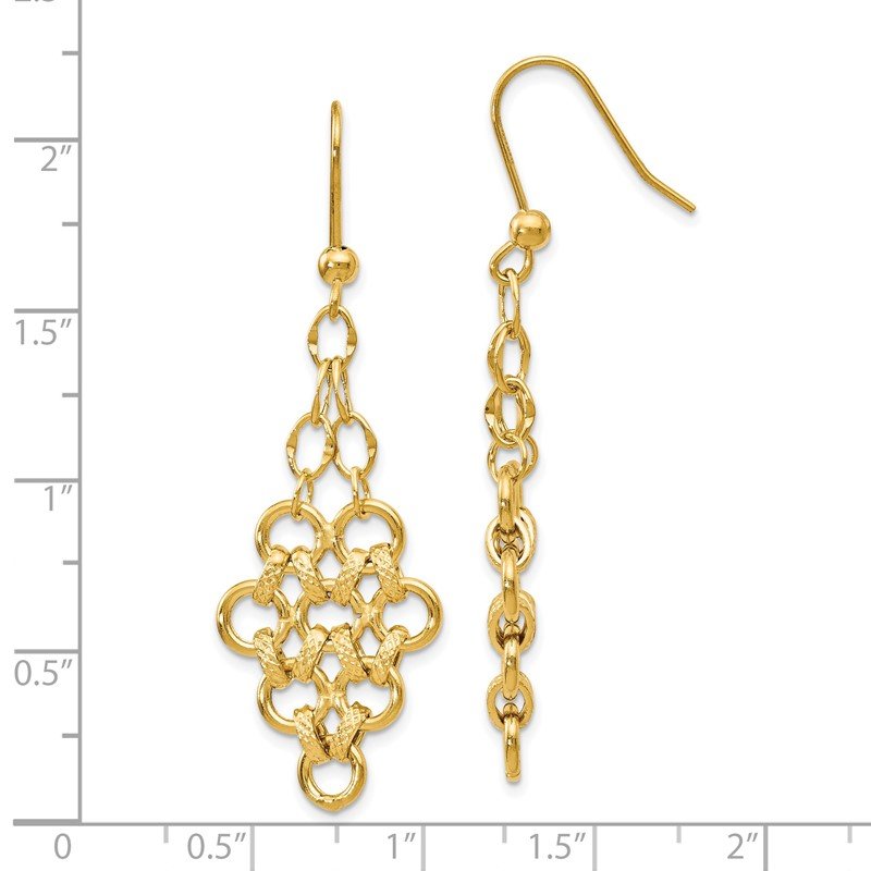 14k Yellow Gold Polished Fancy Dangle Earrings 