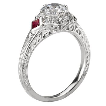 Ruby and Diamond Semi-Mount Ring