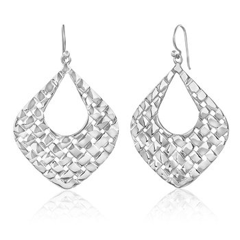 Sterling silver hammered-design dangle earrings