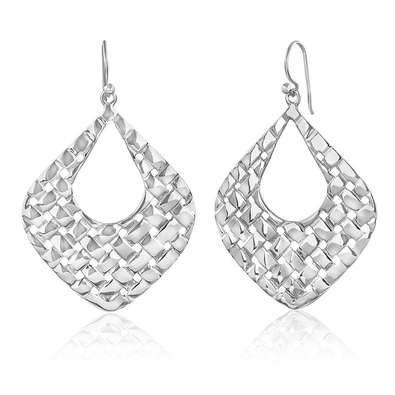 Sterling silver hammered-design dangle earrings