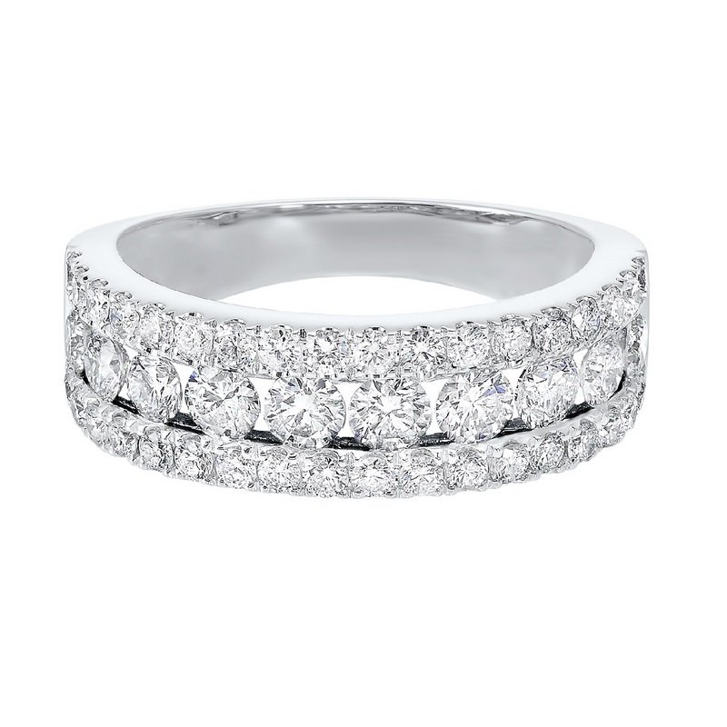 Triple Row Diamond Stackable Band in 14k White Gold (1 1/2ctw)
