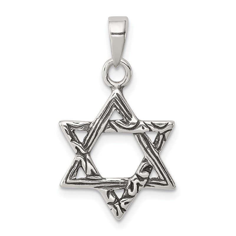 Sterling Silver Antiqued Star Of David Charm 