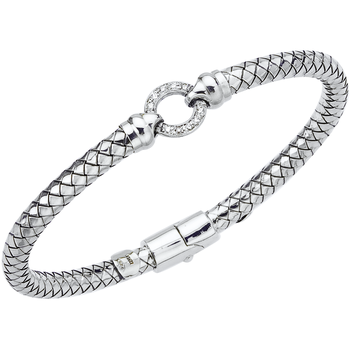 VHB 1011 D Diamond Circle Sterling Traversa Spring Bangle Bracelet