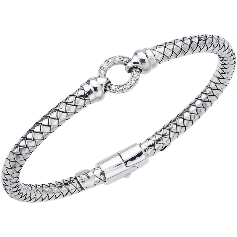 Alisa VHB 1011 D Diamond Circle Sterling Traversa Spring Bangle Bracelet