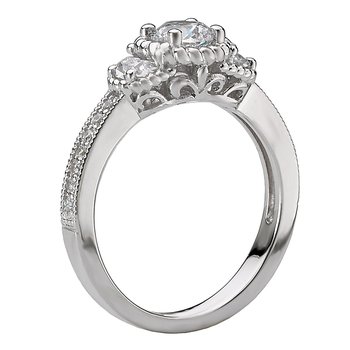 3-Stone Halo Complete Ring