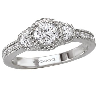 3-Stone Halo Complete Ring
