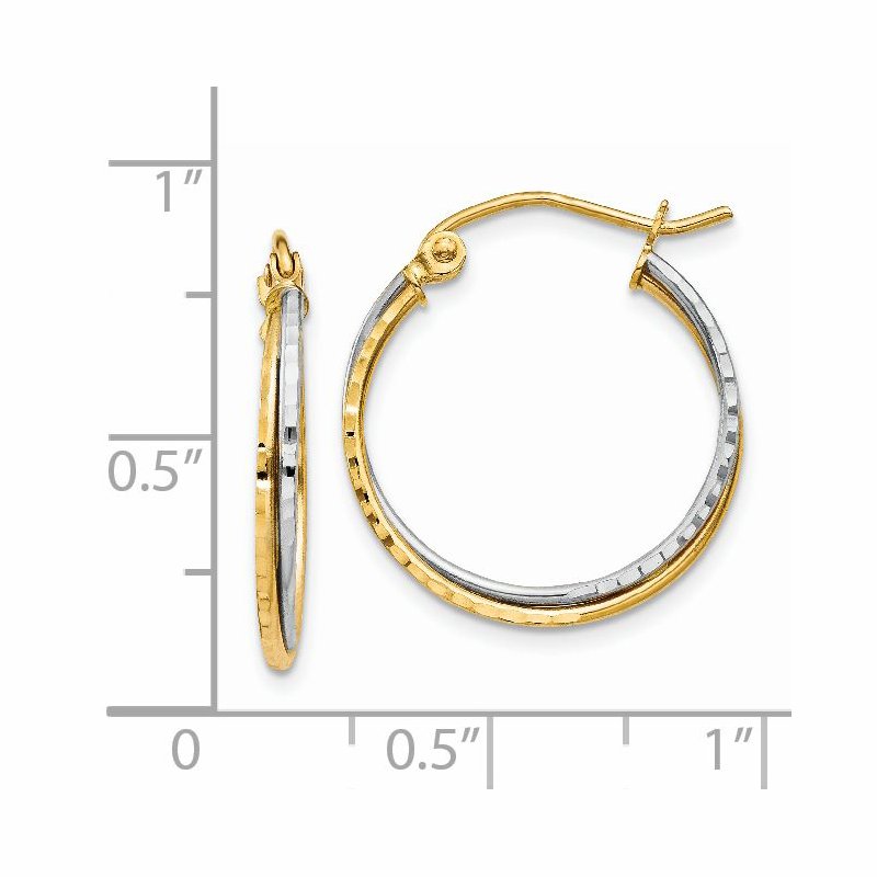 Best Quality Free Gift Box 14k Two-tone Polished 1.8mm Twisted Hoop Earrings 