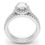 Oval Cut Diamond Halo Engagement Ring with Matching Band