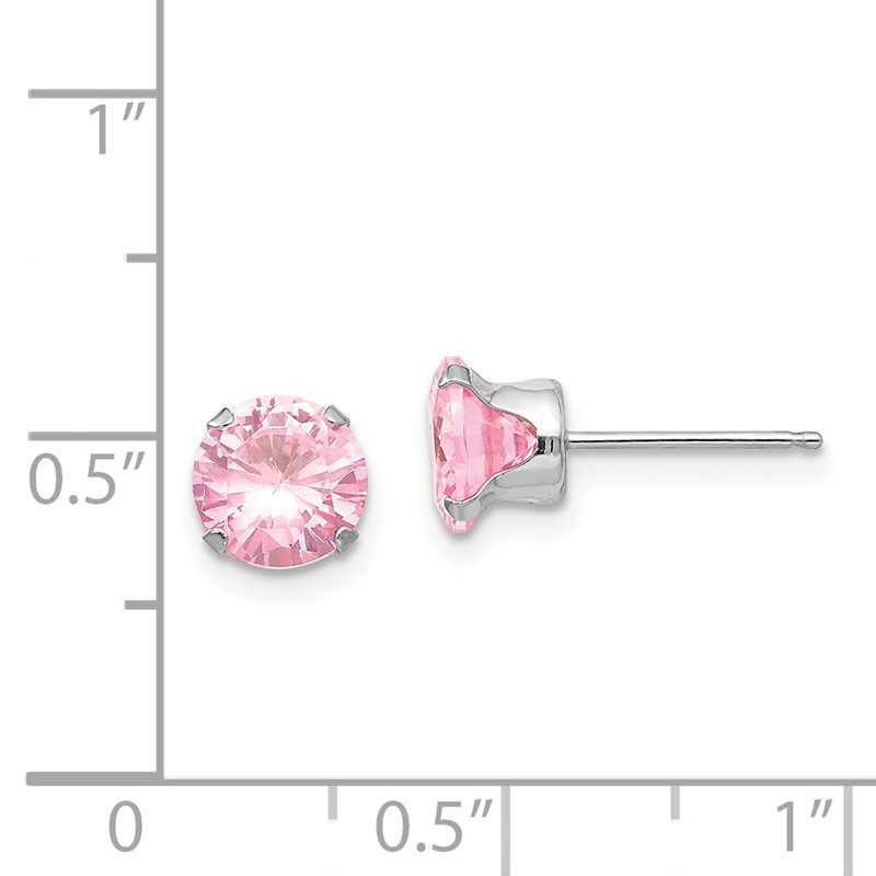Details about   Real 14kt White Gold Madi K 5mm Pink CZ Post Earrings