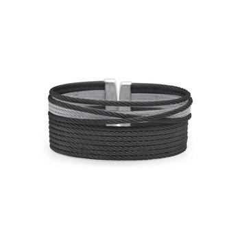 black & grey cable openwork cuff