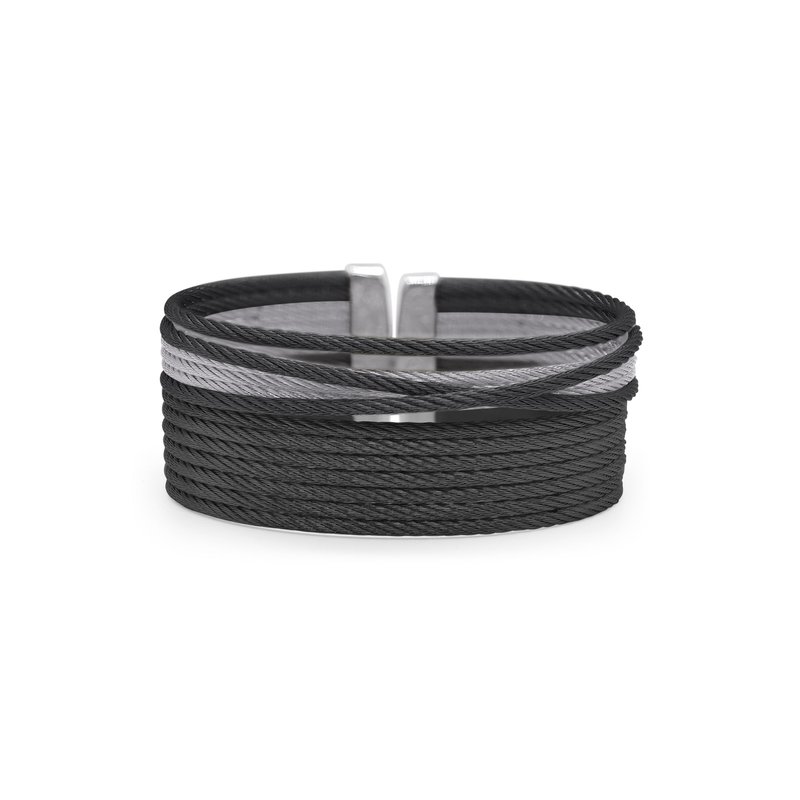 ALOR Catalog black & grey cable openwork cuff