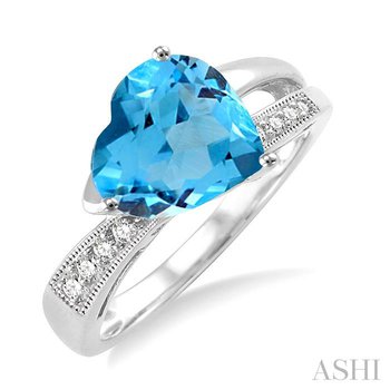Silver Heart Shape Diamond & Gemstone Fashion Ring