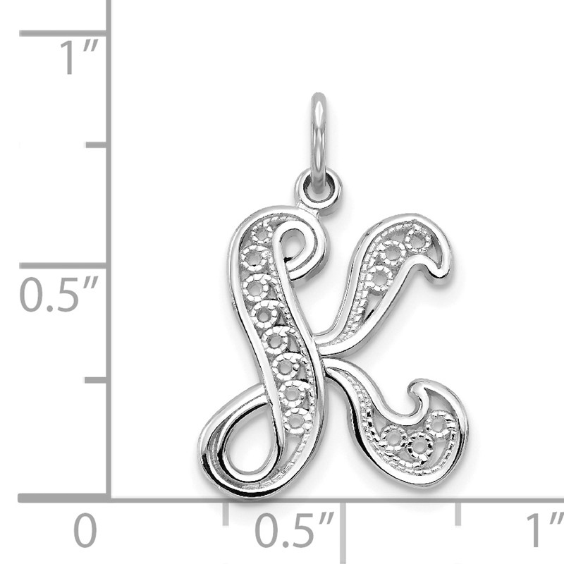Details about   Real 10kt White Gold Solid Polished Filigree Initial D Pendant