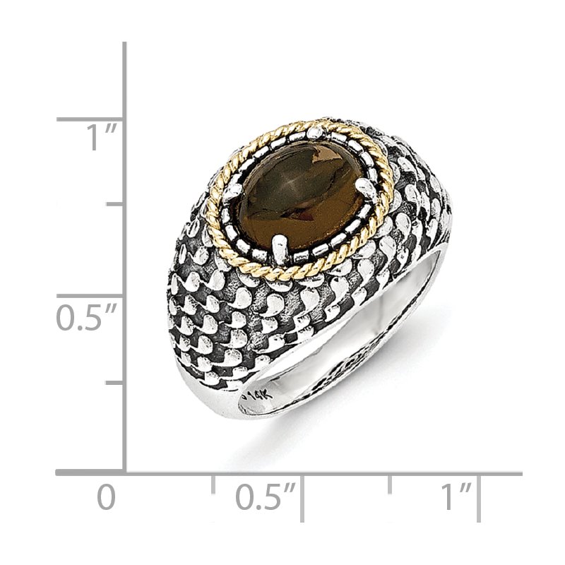 Shey Couture Sterling Silver with 14k Smoky Quartz Ring Size 7 