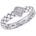 Alisa VHR 1210 D Sterling Traversa Band Ring, Diamond Shape Pave' Diamond Station VHR 1210 D