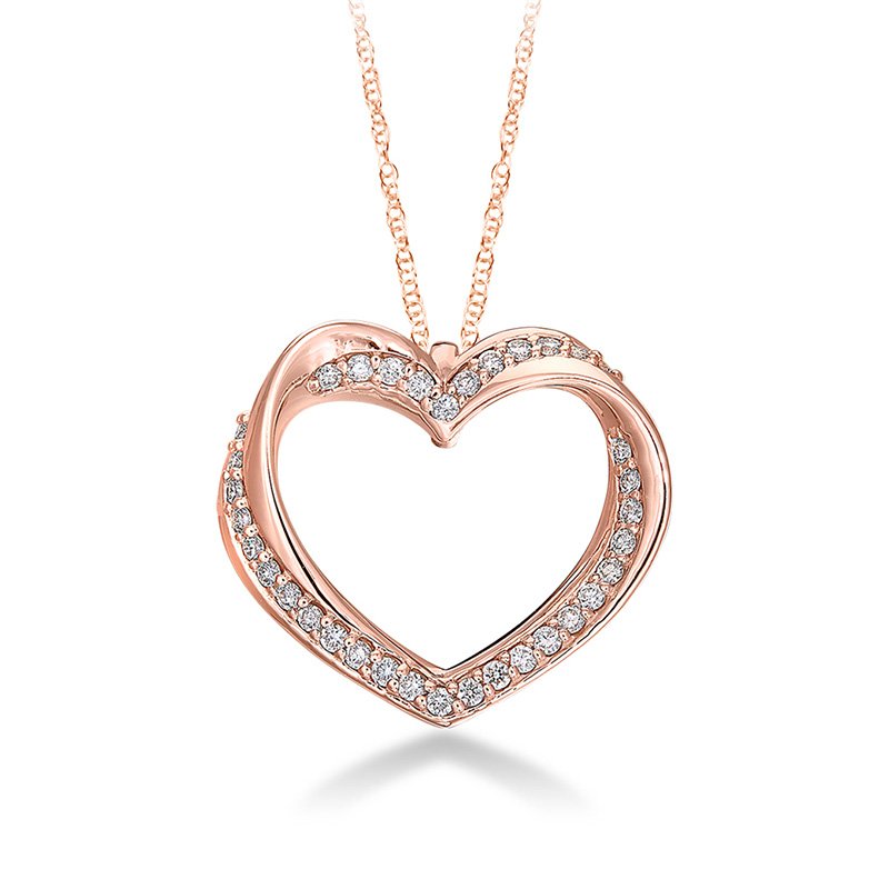 Rose gold and diamond twist heart pendant