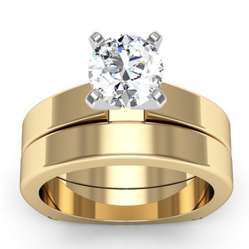 Squared Engagement Ring with Matching Wedding Band