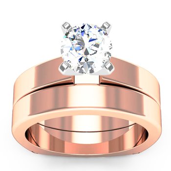 Squared Engagement Ring with Matching Wedding Band