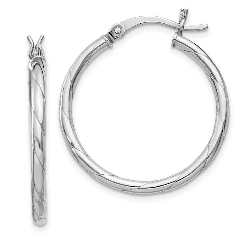 Sterling Silver Round Polished Twist 2x25mm Hoop Earrings 