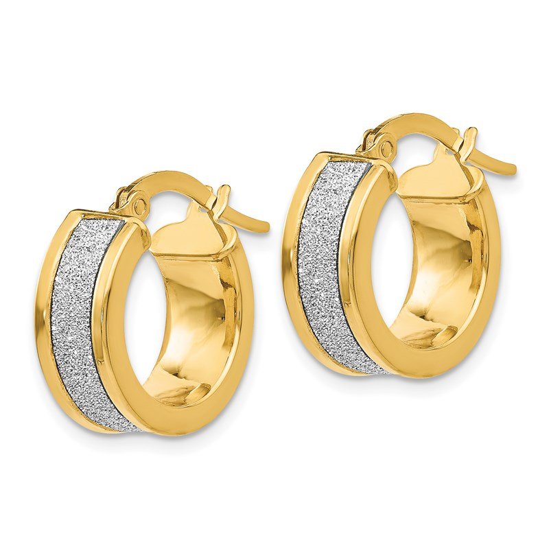 Leslies 14k Rose Gold Fancy Glimmer Infused Hoop Earrings 