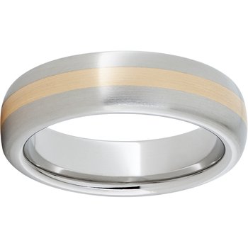 Serinium® Domed Band with a 2mm 14K Gold Inlay and a Satin Finish